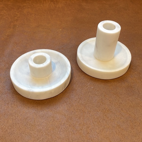 SET OF 2 Studio McGee Marble Taper Candle Holders - Picture 6 of 10